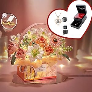 New Building Block Flower Rose Building Block Toy Magic Powder Portable Flower Bouquet Gift Box Series Gifts For Girls Valentine's Day for Girls Lightinthebox