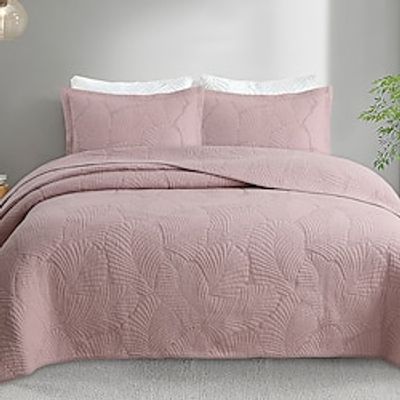 European and American Minimalist Pure Cotton Bed Cover Three Piece Set with Palm Leaf Embroidery and Stitching Quilt Solid Color Washed Bed Sheet Weighted Blanket Duvet Cover Quilt Bedspread miniinthebox European and American Minimalist Pure Cotton Bed Cover Three Piece Set with Palm Leaf Embroidery and Stitching Quilt Solid Color Washed Bed Sheet Weighted Blanket Duvet Cover Quilt Bedspread miniinthebox
