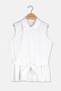 Kids Girls Belted Sleeveless Top  White
