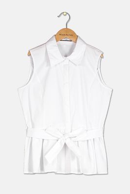 Kids Girls Belted Sleeveless Top White Kids Girls Belted Sleeveless Top White