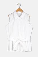 Kids Girls Belted Sleeveless Top  White - thumbnail