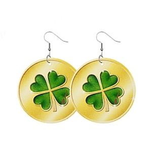 Ireland's New Green Earrings Trend Multi-element Leather Ear Hook St. Patrick's Day Earrings Lightinthebox