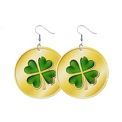 Ireland's New Green Earrings Trend Multi-element Leather Ear Hook St. Patrick's Day Earrings Lightinthebox