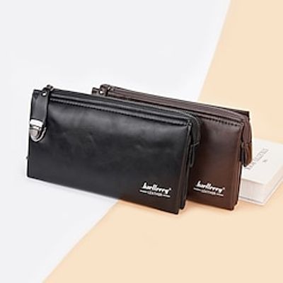Men's Wallet Credit Card Holder Wallet PU Leather Office Daily Embossed Large Capacity Solid Color Black Coffee miniinthebox