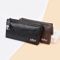 Men's Wallet Credit Card Holder Wallet PU Leather Office Daily Embossed Large Capacity Solid Color Black Coffee miniinthebox - thumbnail