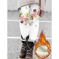Women's Fleece-lined Leggings Full Length Winter Leggings High Waist Active Streetwear Outdoor Street White Light Pink S M Fall  Winter Lightinthebox - thumbnail