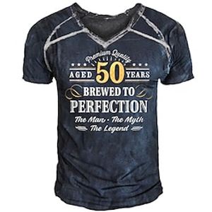 Men's Unisex T shirt 3D Print Graphic Prints Letter V Neck Street Daily Print Short Sleeve Tops Casual Designer Big and Tall Sports Navy Blue miniinthebox