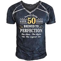 Men's Unisex T shirt 3D Print Graphic Prints Letter V Neck Street Daily Print Short Sleeve Tops Casual Designer Big and Tall Sports Navy Blue miniinthebox - thumbnail