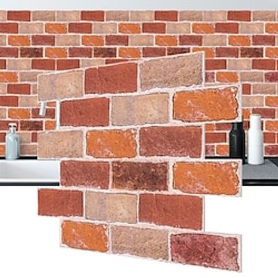 10pcs Peel And Stick Retro Stone Tile For Kitchen Backsplash Stick On Subway Tiles Self Adhesive Wall Tiles Waterproof For Kitchen Bathroom Easy To Install Rustic Brick Wallpaper 11.5X13.5 Inches Lightinthebox