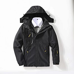 Men's Hiking 3-in-1 Jackets Ski Jacket Hiking Fleece Jacket Polar Fleece Winter Outdoor Thermal Warm Waterproof Windproof Quick Dry Hoodie Windbreaker Trench Coat Skiing Ski  Snowboard Fishing Black Lightinthebox