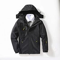 Men's Hiking 3-in-1 Jackets Ski Jacket Hiking Fleece Jacket Polar Fleece Winter Outdoor Thermal Warm Waterproof Windproof Quick Dry Hoodie Windbreaker Trench Coat Skiing Ski  Snowboard Fishing Black Lightinthebox - thumbnail