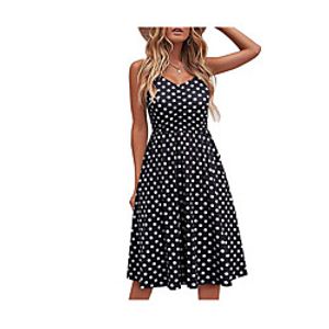 Women's A Line Dress Knee Length Dress Rainbow White Black Sleeveless Floral Polka Dot Print Summer V Neck Elegant 2021 S M L XL XXL miniinthebox