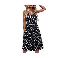 Women's A Line Dress Knee Length Dress Rainbow White Black Sleeveless Floral Polka Dot Print Summer V Neck Elegant 2021 S M L XL XXL miniinthebox - thumbnail