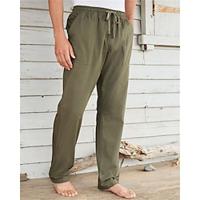 Men's Linen Pants Trousers Summer Pants Beach Pants Pocket Drawstring Elastic Waist Plain Comfort Breathable Daily Holiday Vacation Hawaiian Boho ArmyGreen Lightinthebox