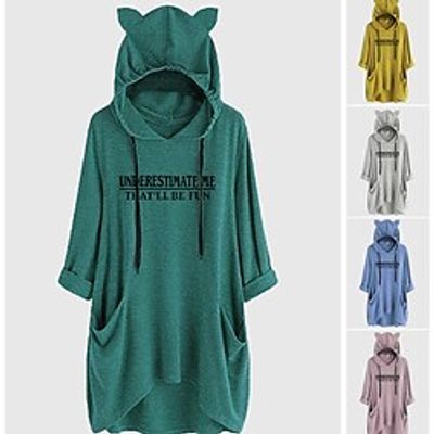 Inspired by Christmas Cat Ear More Costumes Hoodie Sweatshirt Oversized Hoodie Animal Graphic Hoodie For Women's Girls' Adults' Hot Stamping Spandex Homecoming Vacation Lightinthebox
