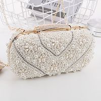 Women's Clutch Evening Bag Wristlet Synthetic Party New Year Holiday Pearls Crystals Chain Large Capacity Solid Color pearl bag miniinthebox