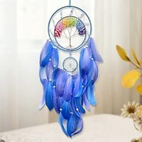 Life of Tree Dream Catcher Handmade Gift with Blue Feather Hook Flower Wind Chime Ornament Wall Hanging Decor Art Boho Lightinthebox - thumbnail