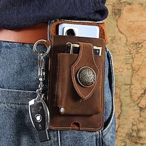 Men's Wallet Mobile Phone Bag Belt Bag Cowhide Outdoor Daily Buckle Lightweight Durable Solid Color 6621 brown Coffee Lightinthebox