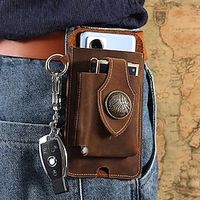 Men's Wallet Mobile Phone Bag Belt Bag Cowhide Outdoor Daily Buckle Lightweight Durable Solid Color 6621 brown Coffee Lightinthebox - thumbnail
