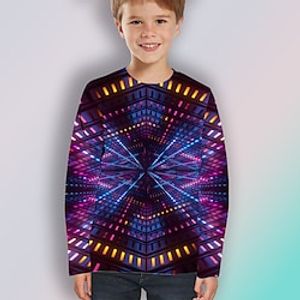 Kids Boys T shirt Optical Illusion Outdoor 3D Print Long Sleeve Active 3-12 Years Winter Purple Lightinthebox