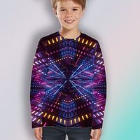 Kids Boys T shirt Optical Illusion Outdoor 3D Print Long Sleeve Active 3-12 Years Winter Purple Lightinthebox - thumbnail