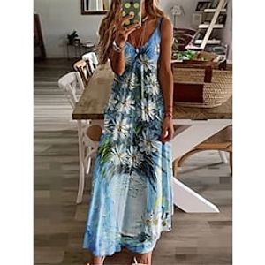 Women's A Line Dress Maxi long Dress Green Blue Purple Short Sleeve Floral Print Spring Summer Spaghetti Strap Stylish Elegant Vacation 2022 S M L XL XXL 3XL miniinthebox