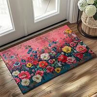 Vintage Painting Flowers Doormat Non-Slip Oil Proof Rug Indoor Outdoor Mat Bedroom Decor Bathroom Mat Entrance Rug Door Mat Lightinthebox