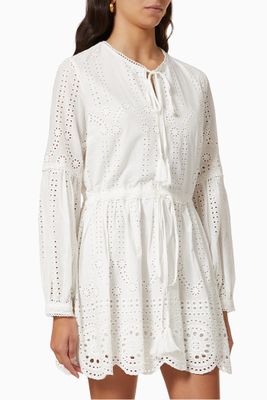 Anita Mini Dress in Broderie Anglaise Cotton Anita Mini Dress in Broderie Anglaise Cotton