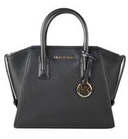 Michael Kors Avril Small Black Pebble Leather Top Zip Satchel Crossbody Bag (63554)