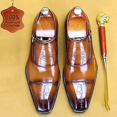 Men's Oxfords Formal Shoes Brogue Dress Shoes British Gentleman Office  Career Party  Evening Leather Italian Full-Grain Cowhide Comfortable Slip Resistant Lace-up Dark Brown Black Lightinthebox