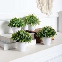 4pcs Small Fake Plant Greenery Potted Plant Cute Indoor Faux Plant Houes Office Table Desk Bathroom Decor Plants miniinthebox - thumbnail
