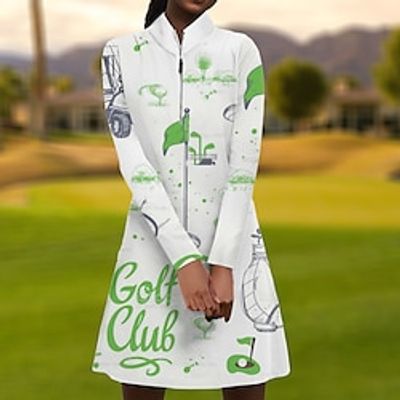 Women's Tennis Dress Golf Dress Breathable Quick Dry Moisture Wicking Sleeveless Dress Tennis Outfit Zipper Printed Summer Tennis Golf Pickleball Lightinthebox