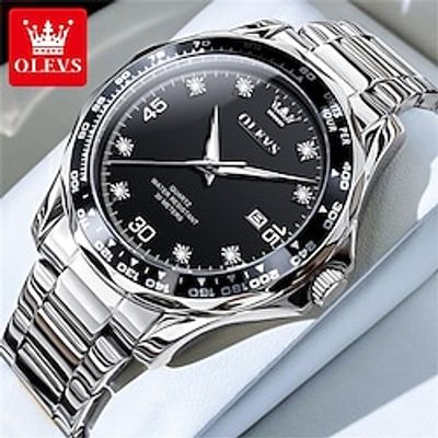 OLEVS Men Quartz Watch Sports Business Wristwatch Luminous Calendar Waterproof World Time Stainless Steel Strap Watch Lightinthebox