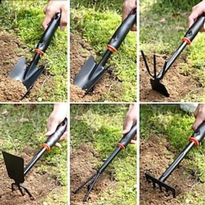 Garden Tools Black Plastic Handle Plastic Spraying Two End Dual-Purpose Hoe Five Tooth Rake Shovel Outdoor Hoe Flower Shovel miniinthebox