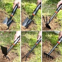 Garden Tools Black Plastic Handle Plastic Spraying Two End Dual-Purpose Hoe Five Tooth Rake Shovel Outdoor Hoe Flower Shovel miniinthebox - thumbnail