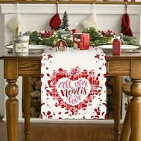 Valentines Day Table Runner Holiday Table Runner Seasonal Farmhouse Burlap Table Cloth for Wedding Anniversary Home Kitchen Dinner Table Party Decor Lightinthebox - thumbnail