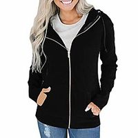 fonma fashion women zipper long sleeve sweatshirt coat outwear hooded jacket overcoat black Lightinthebox - thumbnail