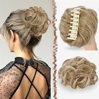 Claw Clip Messy Bun Hair Piece Hair Buns Mixed Blonde and Ash Blonde Tips Curly Wavy Hairpieces Updos Synthetic Chignon Hair Scrunchies Hair Bun Hair Pieces for Women 1PCS miniinthebox - thumbnail