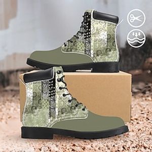 Women's Retro Ethnic Paisley Totem Graphic Print Comfortable Classic Lace Up Booties Lightinthebox