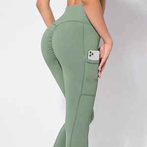 Women's Yoga Leggings Side Pockets Scrunch Butt Ruched Butt Lifting Tummy Control Butt Lift High Waist Yoga Fitness Gym Workout Cropped Leggings Bottoms Black Pink Blue Sports Activewear High Lightinthebox
