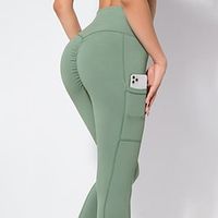 Women's Yoga Leggings Side Pockets Scrunch Butt Ruched Butt Lifting Tummy Control Butt Lift High Waist Yoga Fitness Gym Workout Cropped Leggings Bottoms Black Pink Blue Sports Activewear High Lightinthebox - thumbnail
