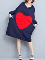 Heart Print Hooded Women Dresses