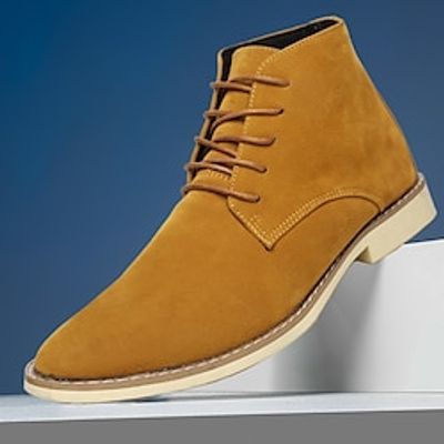 Men's Boots Retro Dress Shoes Walking Casual Daily Leather Comfortable Booties / Ankle Boots Lace-up Black Yellow Blue Spring Fall miniinthebox