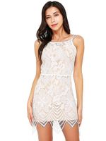 Sexy Lace Backless Tie Back Irregular Halter Cami Mini Dress