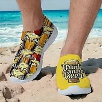 Men's Sneakers Loafers  Slip-Ons Casual Shoes Print Shoes Flyknit Shoes Sporty Casual Beach Daily Knit Breathable Massage Comfortable Black Yellow Lightinthebox