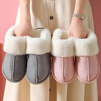 Women's Slippers Slip-Ons Furry Feather Fuzzy Slippers Fluffy Slippers House Slippers Daily Indoor Flat Heel Round Toe Casual Comfort Minimalism PU Loafer Solid Color Pink Brown khaki miniinthebox - thumbnail