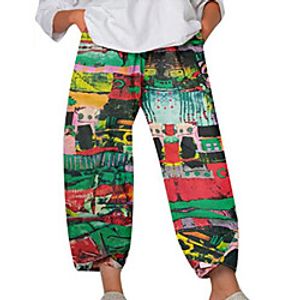 Women's Plus Size Pants Full Length Pattern Casual  Daily Large Size L XL XXL 3XL 4XL Blue Orange Green Lightinthebox