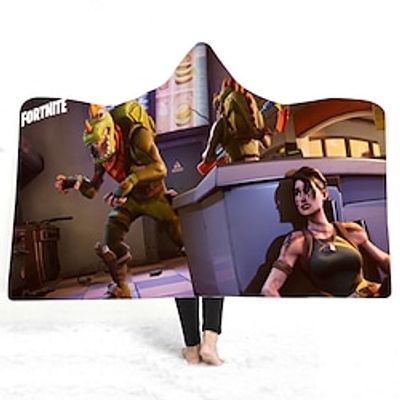 Fortnite3d Digital Printing Hooded Blanket Blanket Cloak Thickened Double Layer miniinthebox