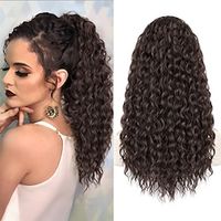 Curly Ponytail Extension Drawstring Ponytail Extension for Black Women Dark Brown Synthetic Clip in Ponytail Extension 20 Inch Long Curly Wavy Fake Ponytail Hairpieces for Daily Use Lightinthebox - thumbnail
