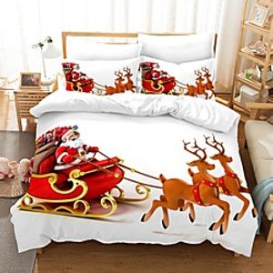 Christmas Elk 3-Piece Duvet Cover Set Hotel Bedding Sets Comforter Cover with Soft Lightweight Microfiber For Holiday Decoration(Include 1 Duvet Cover and 1or 2 Pillowcases) miniinthebox